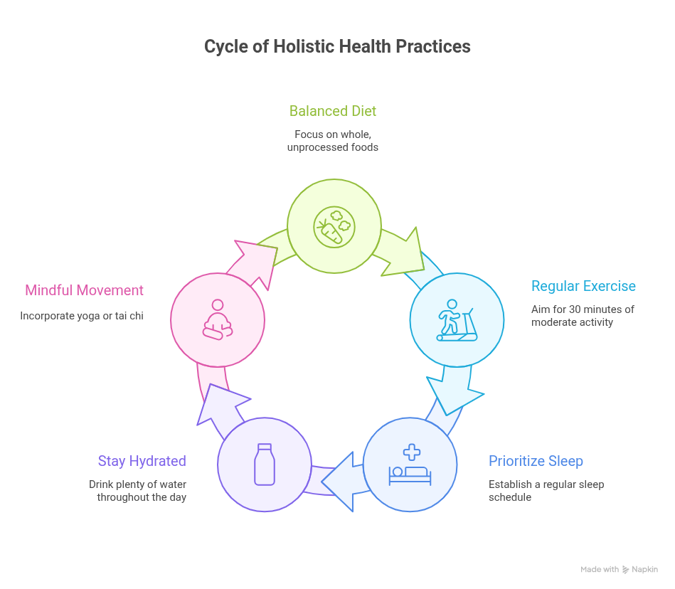 Achieving holistic well-being is a journey, not a destination. It requires conscious effort, self-awareness, and a commitment to making positive changes. Here are some simple steps to start incorporating into your daily life: