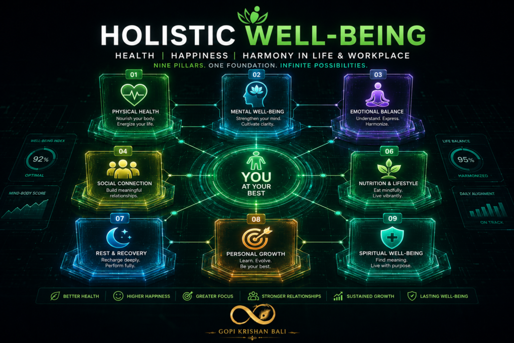 Health, Happiness and Harmony for Holistic WellBeing